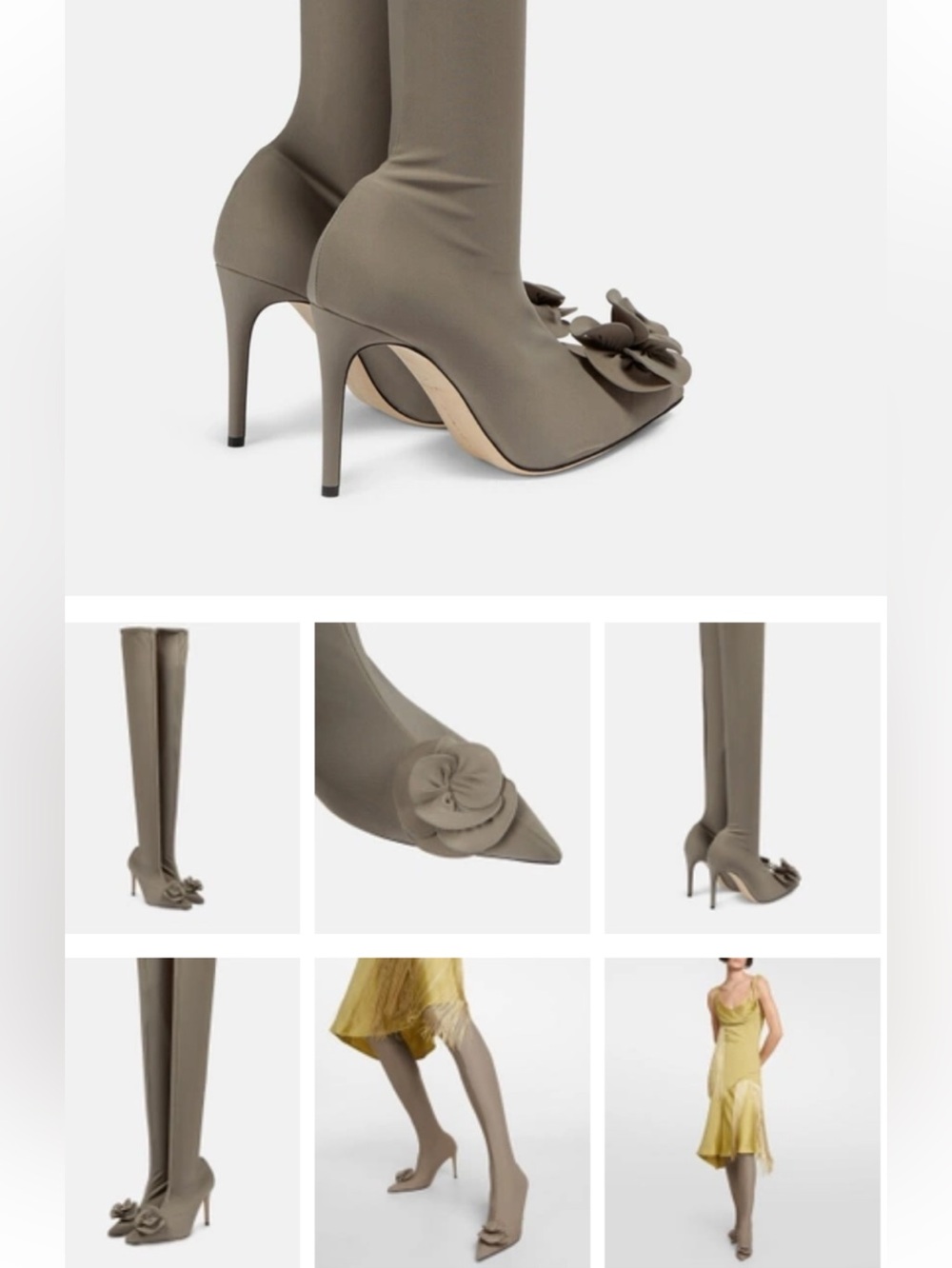 New in Box Victoria Beckham Taupe Stretch Sock Pumps with Rose Italy Size 39